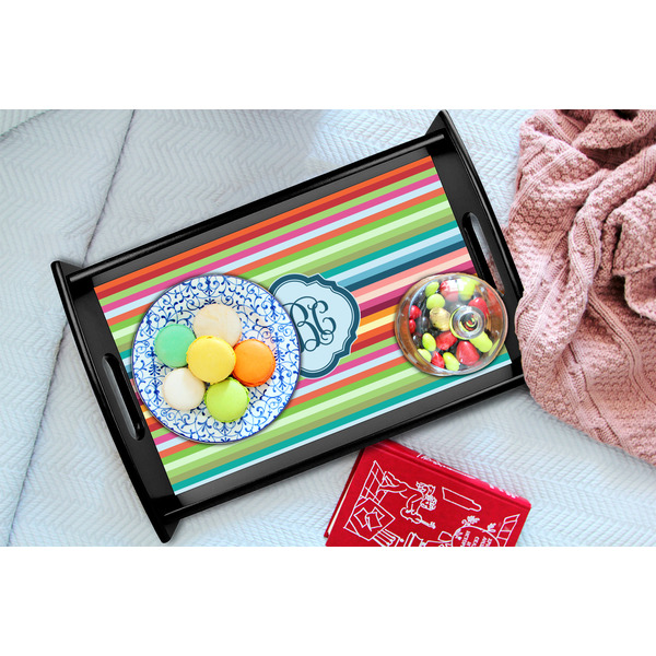 Retro Horizontal Stripes Black Tray - Lifestyle (UPDATED)