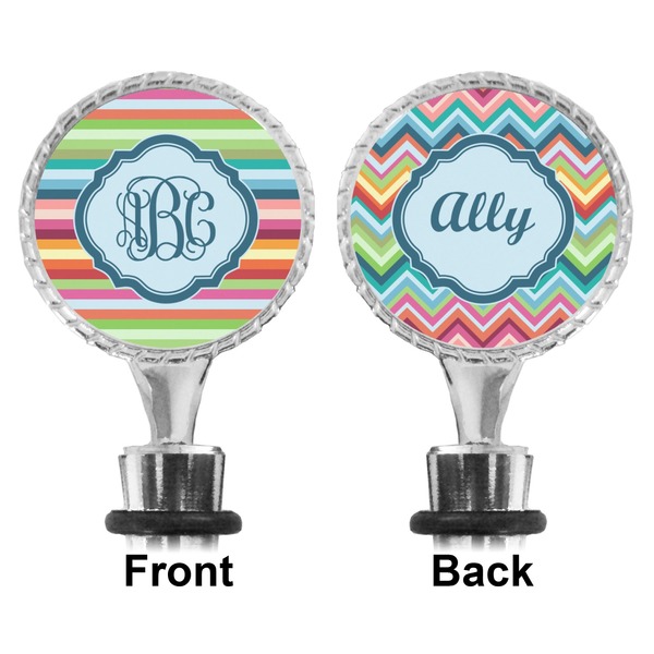 Retro Horizontal Stripes Bottle Stopper - Front and Back