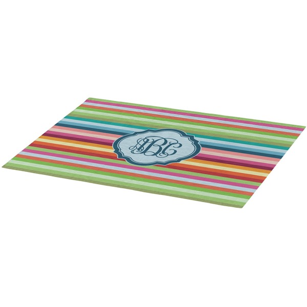 Retro Horizontal Stripes Burlap Placemat (Angle View)