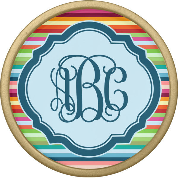 Retro Horizontal Stripes Cabinet Knob - Gold - Front