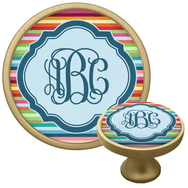 Retro Horizontal Stripes Cabinet Knob - Gold - Multi Angle