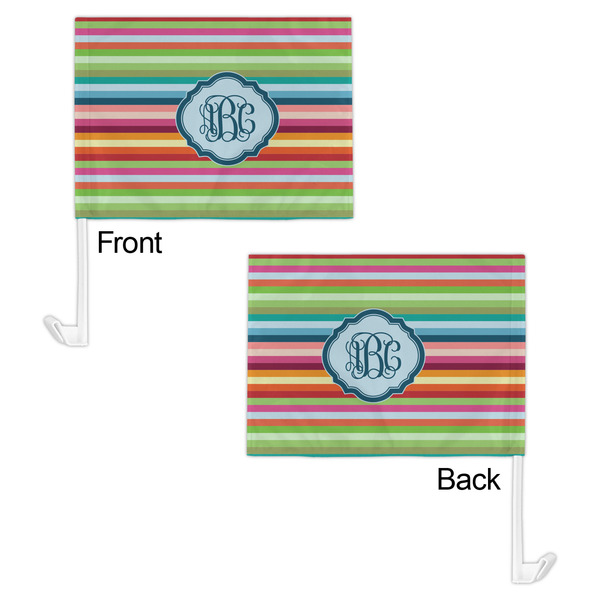 Retro Horizontal Stripes Car Flag - 11" x 8" - Front & Back View