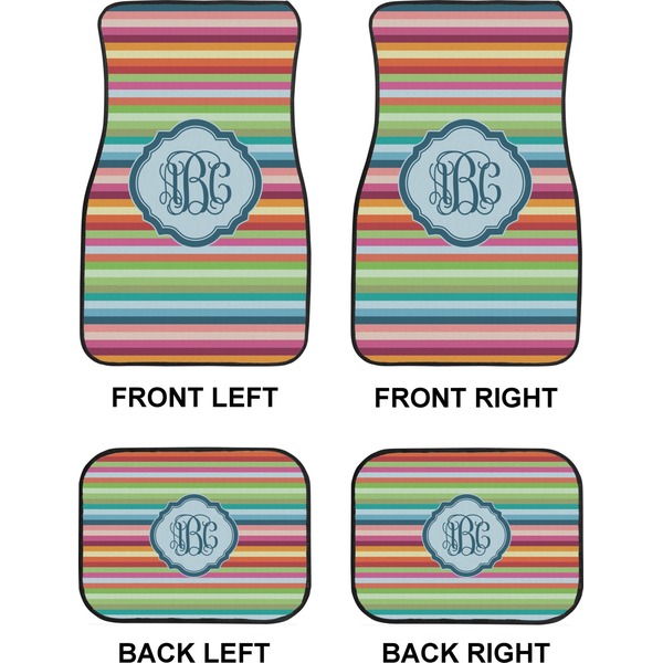 Retro Horizontal Stripes Car Floor Mats Set (2F + 2B)