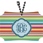 Retro Horizontal Stripes Rear View Mirror Ornament (Personalized)