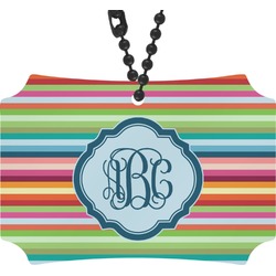 Retro Horizontal Stripes Rear View Mirror Ornament (Personalized)