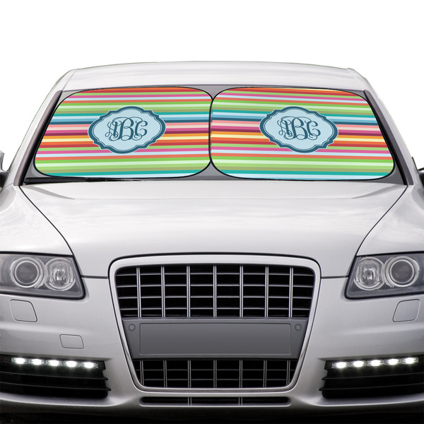 Retro Horizontal Stripes Car Sun Shades - IN CONTEXT