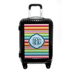 Retro Horizontal Stripes Carry On Hard Shell Suitcase (Personalized)