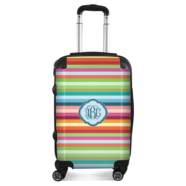 Custom Retro Horizontal Stripes Suitcase - 20" Carry On (Personalized)