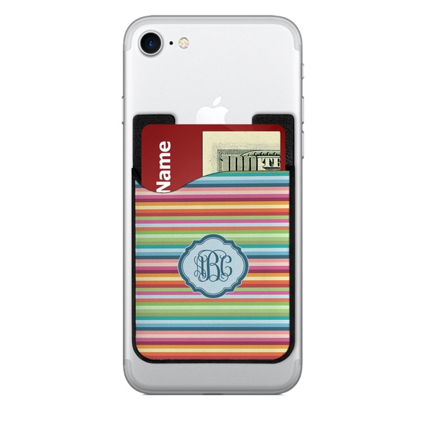 Custom Retro Horizontal Stripes 2-in-1 Cell Phone Credit Card Holder & Screen Cleaner (Personalized)