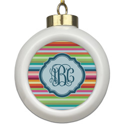 Retro Horizontal Stripes Ceramic Ball Ornament (Personalized)