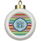 Retro Horizontal Stripes Ceramic Ball Ornament (Personalized)