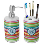 Retro Horizontal Stripes Ceramic Bathroom Accessories Set (Personalized)