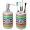 Retro Horizontal Stripes Ceramic Bathroom Accessories Set (Personalized)
