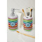 Retro Horizontal Stripes Ceramic Bathroom Accessories - LIFESTYLE (toothbrush holder & soap dispenser)