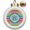 Retro Horizontal Stripes Ceramic Ball Ornaments - Poinsettia Garland (Personalized)