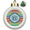Retro Horizontal Stripes Ceramic Ball Ornament - Christmas Tree (Personalized)