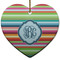 Retro Horizontal Stripes Ceramic Flat Ornament - Heart (Front)