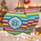 Retro Horizontal Stripes Ceramic Ornament w/ Monogram