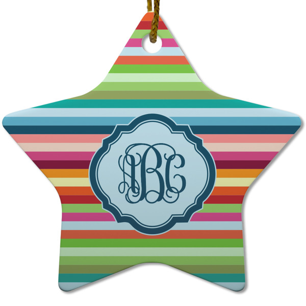 Retro Horizontal Stripes Ceramic Flat Ornament - Star (Front)