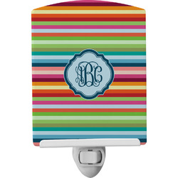 Retro Horizontal Stripes Ceramic Night Light w/ Monogram