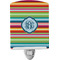 Retro Horizontal Stripes Ceramic Night Light w/ Monogram