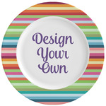 Retro Horizontal Stripes Ceramic Dinner Plates (Set of 4) (Personalized)