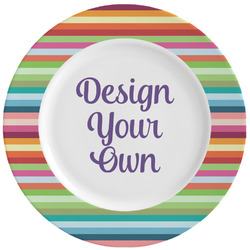 Retro Horizontal Stripes Ceramic Dinner Plates (Set of 4) (Personalized)