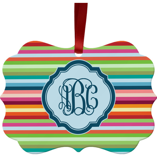 Retro Horizontal Stripes Christmas Ornament (Front View)