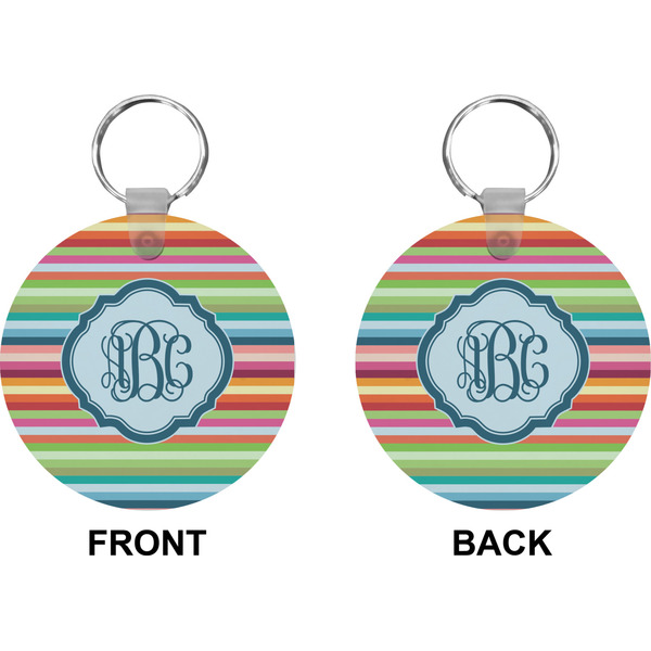 Retro Horizontal Stripes Circle Keychain (Front + Back)