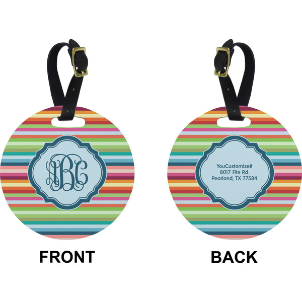Retro Horizontal Stripes Circle Luggage Tag (Front + Back)