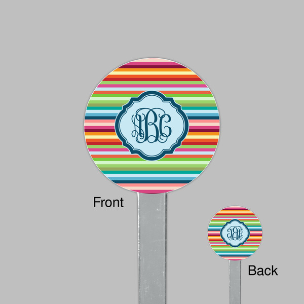 Retro Horizontal Stripes Clear Plastic 7" Stir Stick - Round - Front & Back