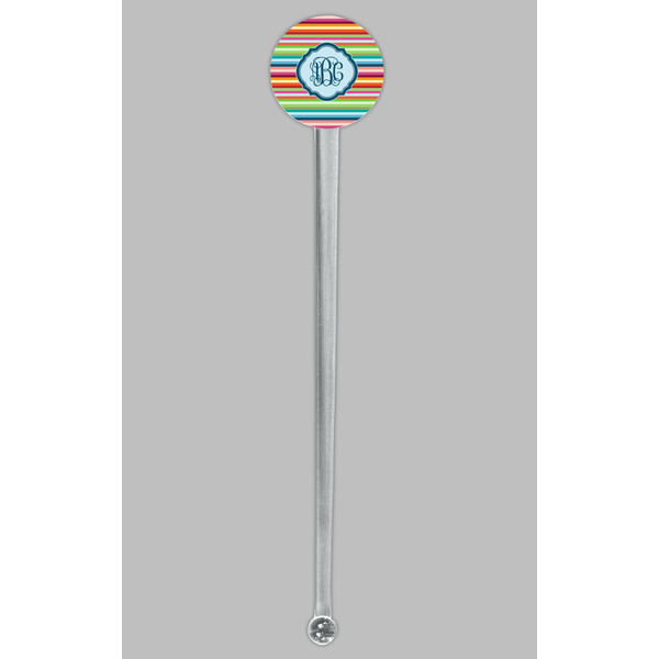 Retro Horizontal Stripes Clear Plastic 7" Stir Stick - Round - Single Stick