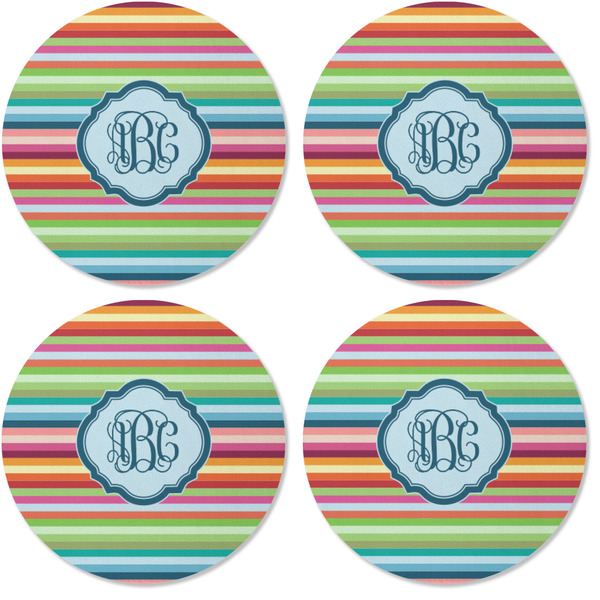 Retro Horizontal Stripes Coaster Round Rubber Back - Apvl