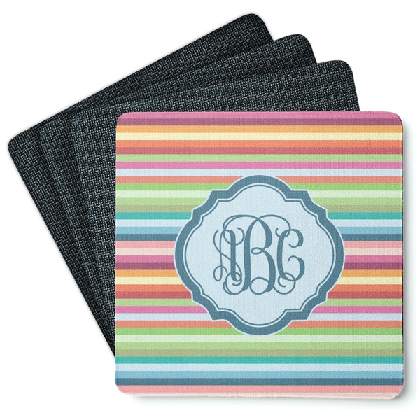 Retro Horizontal Stripes Coaster Rubber Back - Main