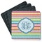 Retro Horizontal Stripes Square Rubber Backed Coasters - Set of 4 (Personalized)