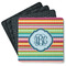 Retro Horizontal Stripes Square Rubber Backed Coasters - Set of 4 (Personalized)