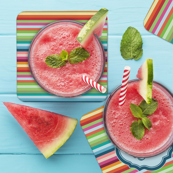 Retro Horizontal Stripes Coaster Set - LIFESTYLE