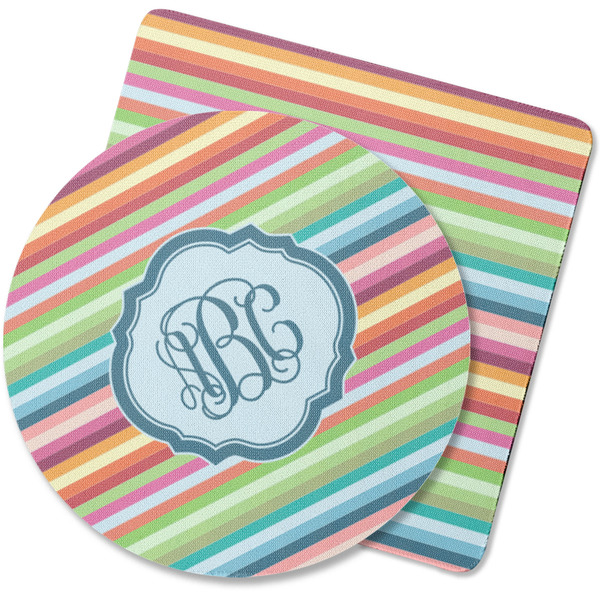 Custom Retro Horizontal Stripes Rubber Backed Coaster (Personalized)