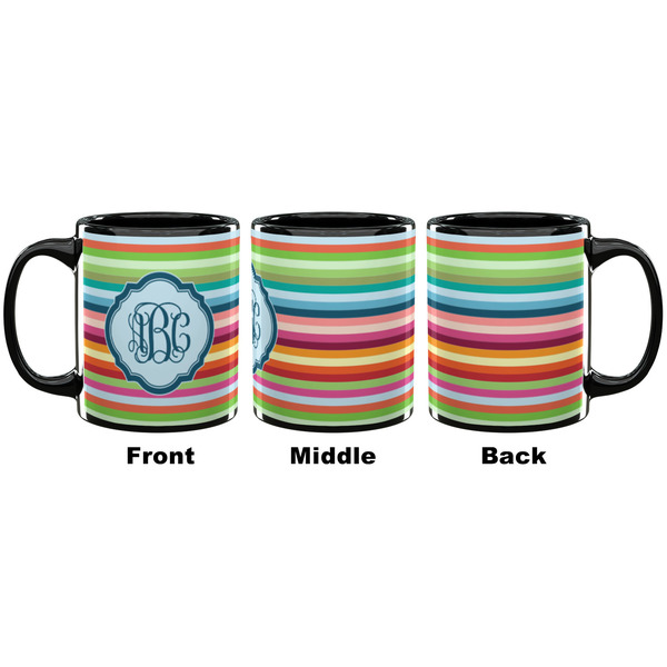 Retro Horizontal Stripes Coffee Mug - 11 oz - Black APPROVAL