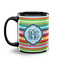 Retro Horizontal Stripes Coffee Mug - 11 oz - Black