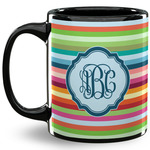 Retro Horizontal Stripes 11 Oz Coffee Mug - Black (Personalized)