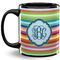 Retro Horizontal Stripes 11 Oz Coffee Mug - Black (Personalized)