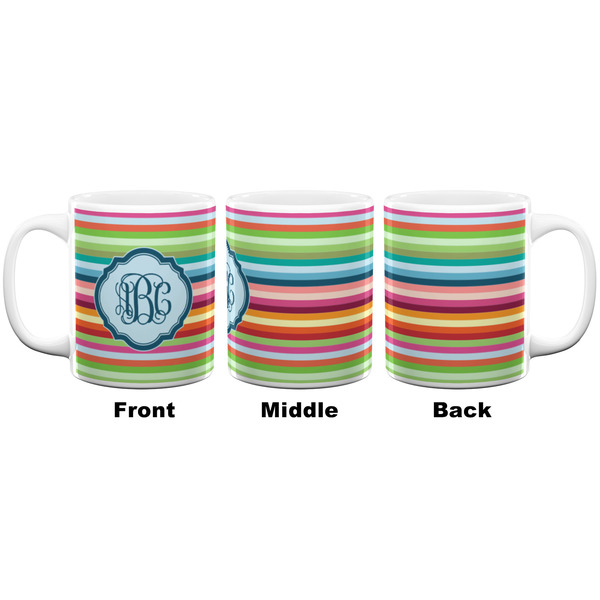 Retro Horizontal Stripes Coffee Mug - 11 oz - White APPROVAL