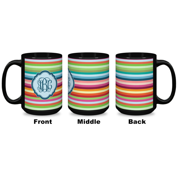 Retro Horizontal Stripes Coffee Mug - 15 oz - Black APPROVAL