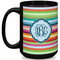 Retro Horizontal Stripes 15 Oz Coffee Mug - Black (Personalized)