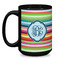 Retro Horizontal Stripes Coffee Mug - 15 oz - Black