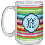 Retro Horizontal Stripes 15 Oz Coffee Mug - White (Personalized)