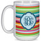 Retro Horizontal Stripes 15 Oz Coffee Mug - White (Personalized)