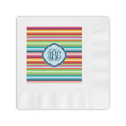 Retro Horizontal Stripes Coined Cocktail Napkins (Personalized)