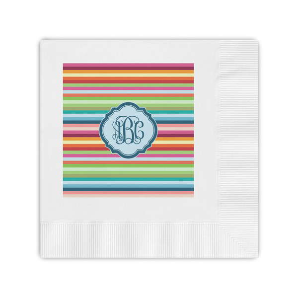 Custom Retro Horizontal Stripes Coined Cocktail Napkins (Personalized)
